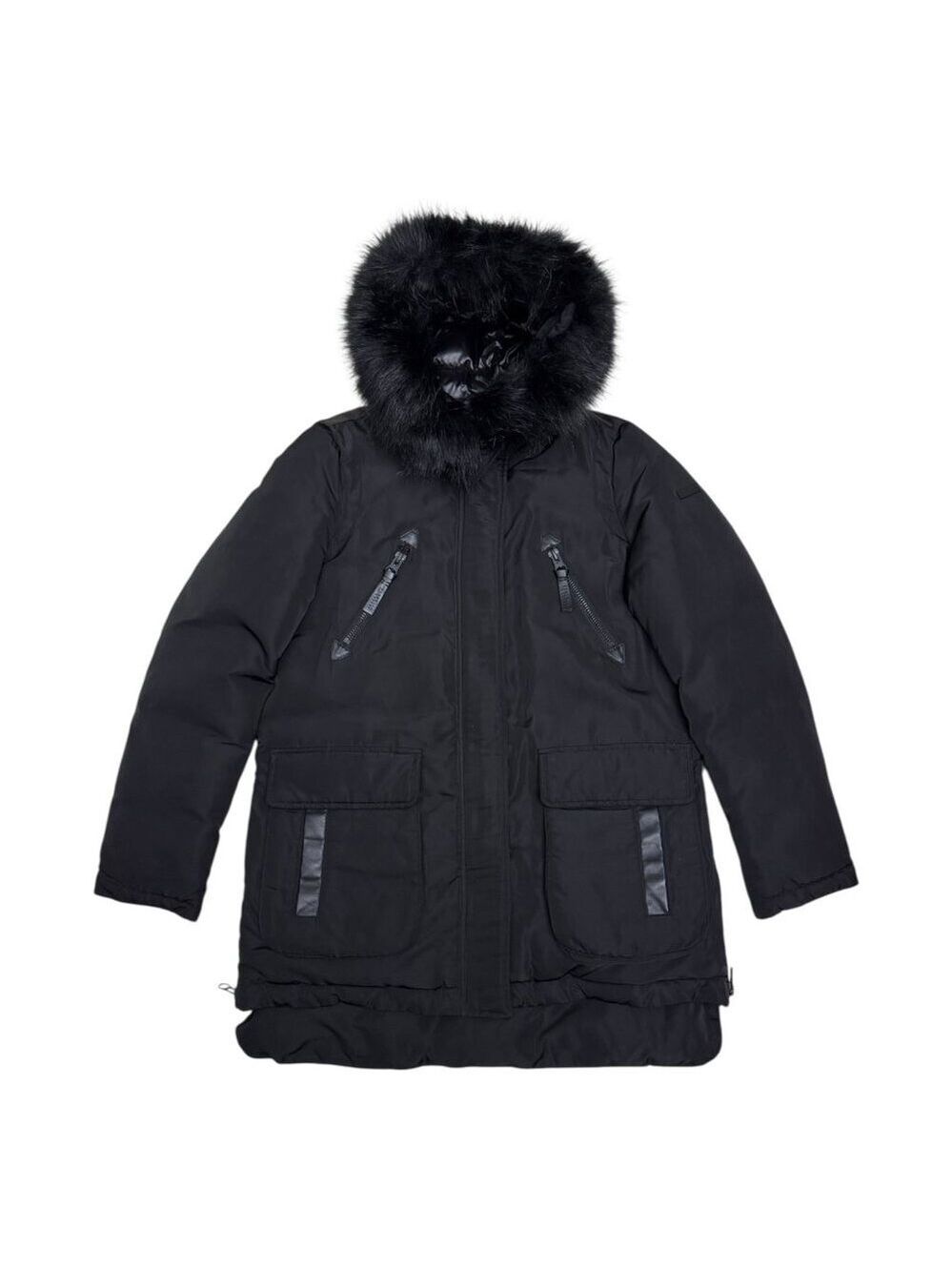 DEREK LAM 10 CROSBY Faux Fur Luxury Designer Winter Puffer Parka Coat Womens M - Picture 7 of 9